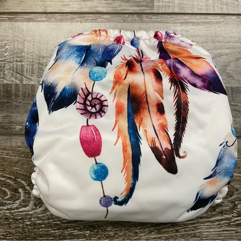 NEW Mama Kuala Feather Print Diaper Cover with MK Insert